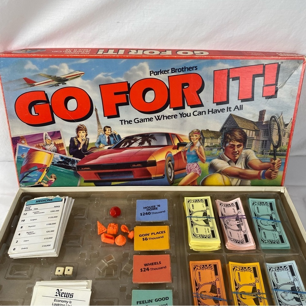 Vintage 1986 Parker Brothers GO FOR IT! Board Game Complete 2–6 Players